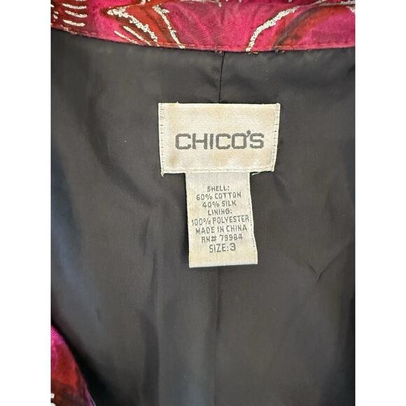 Chico's Colorful Artsy Floral Print Silk Blend Career Office Jacket Women XL - Picture 6 of 6
